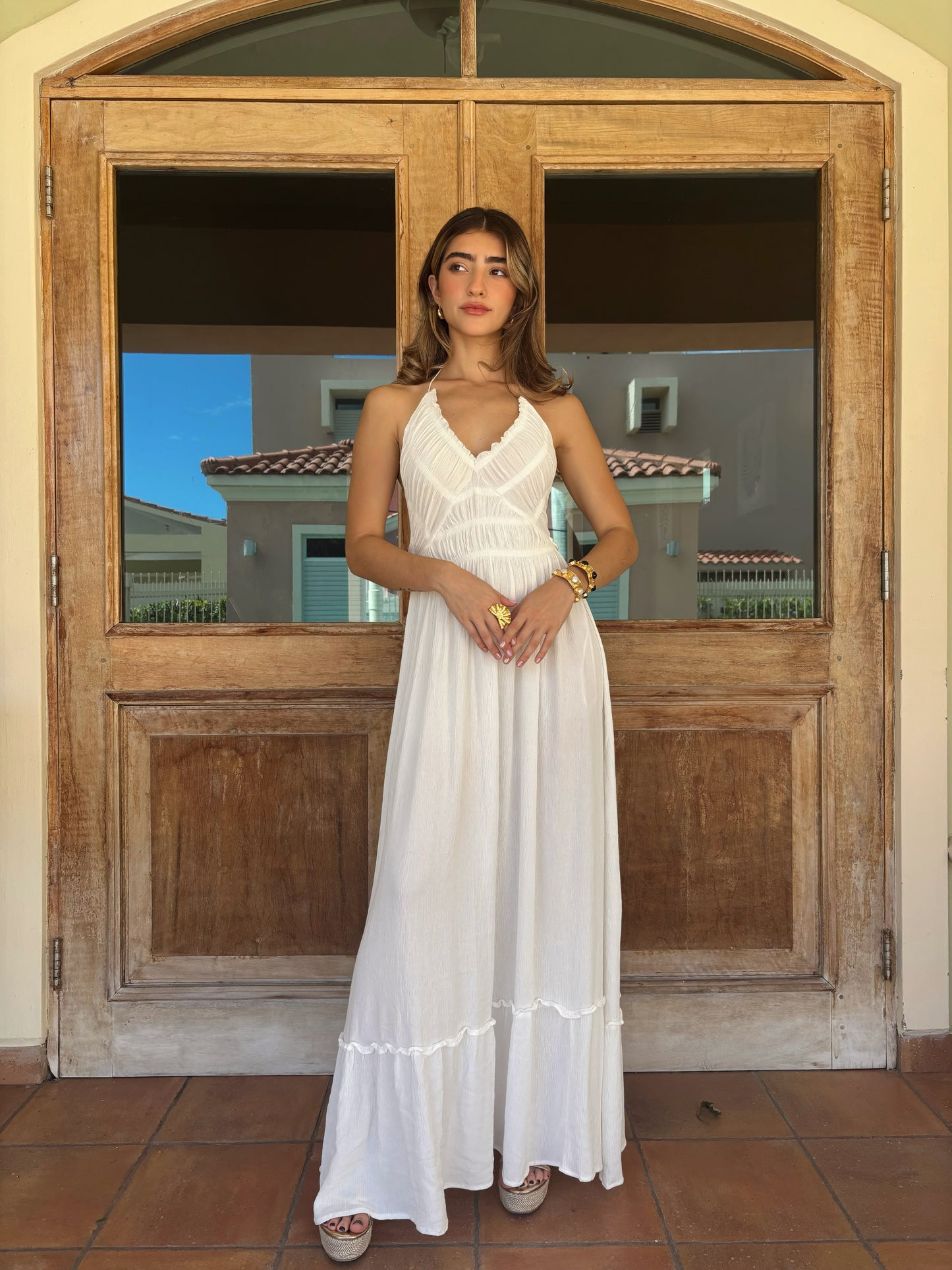 White maxi dress