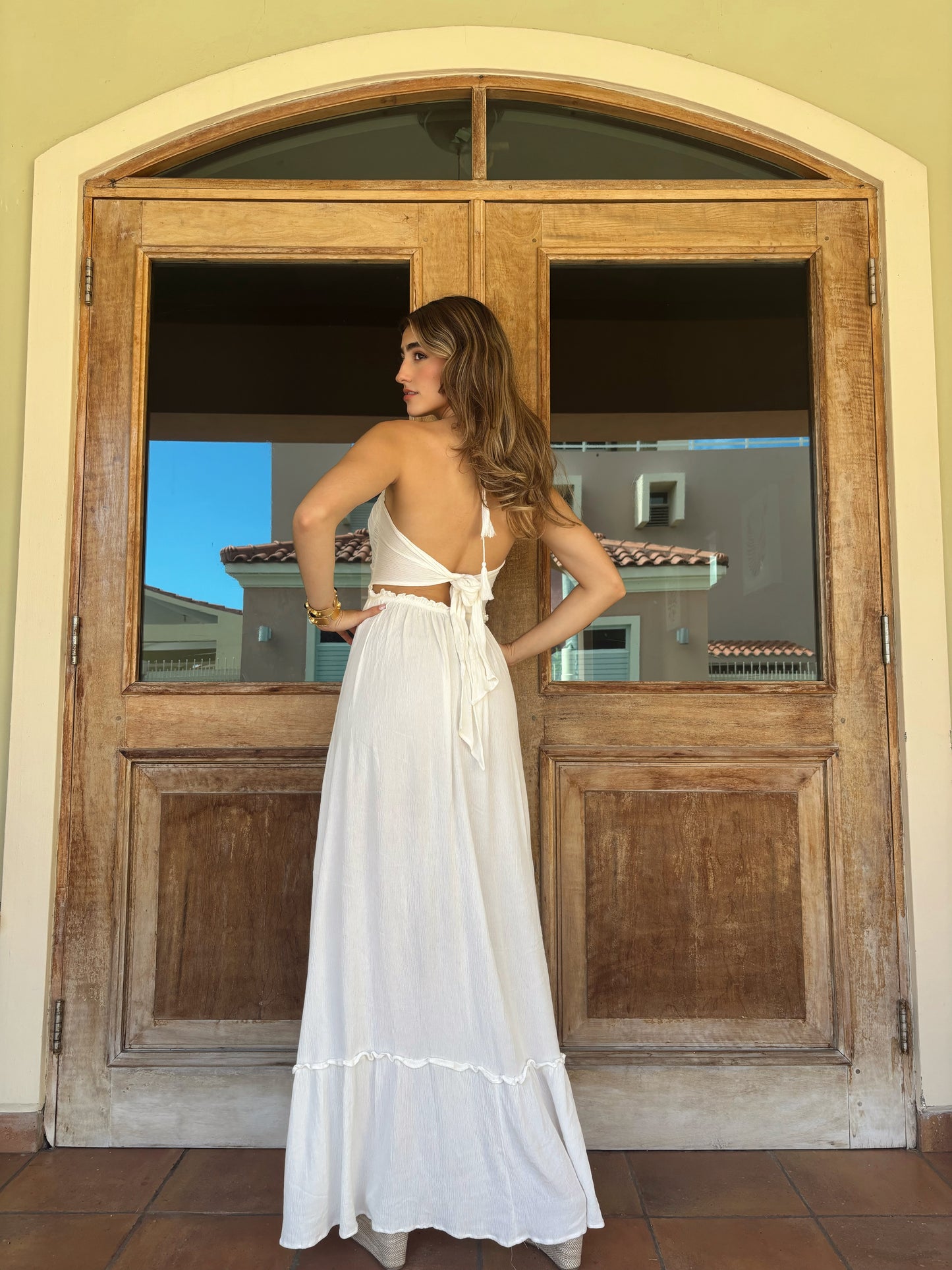 White maxi dress