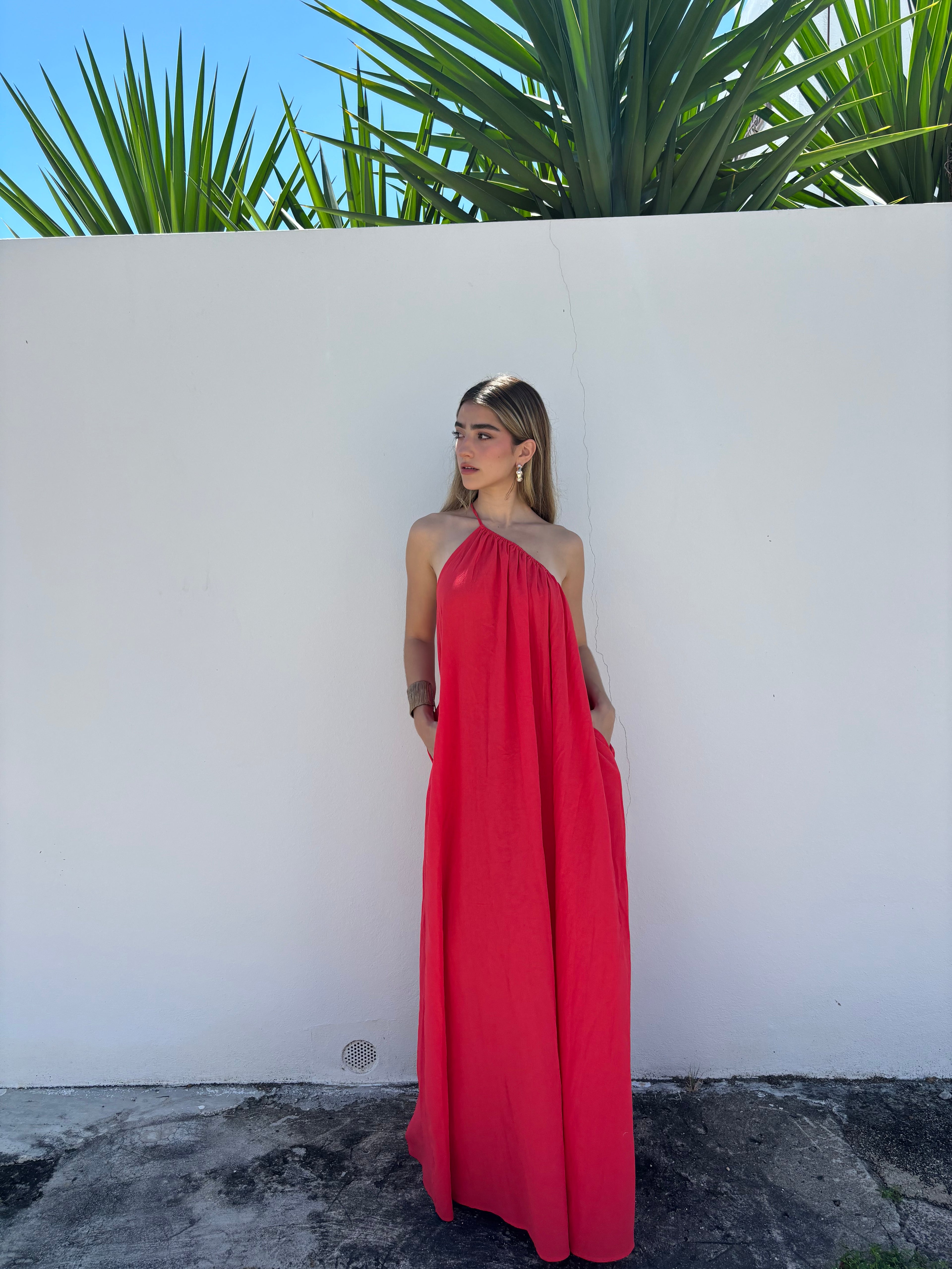 One shoulder maxi dress