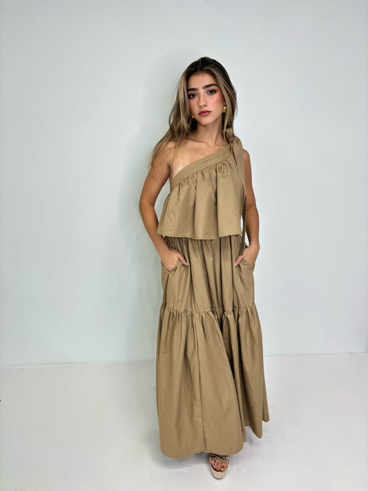 One shoulder maxi dress