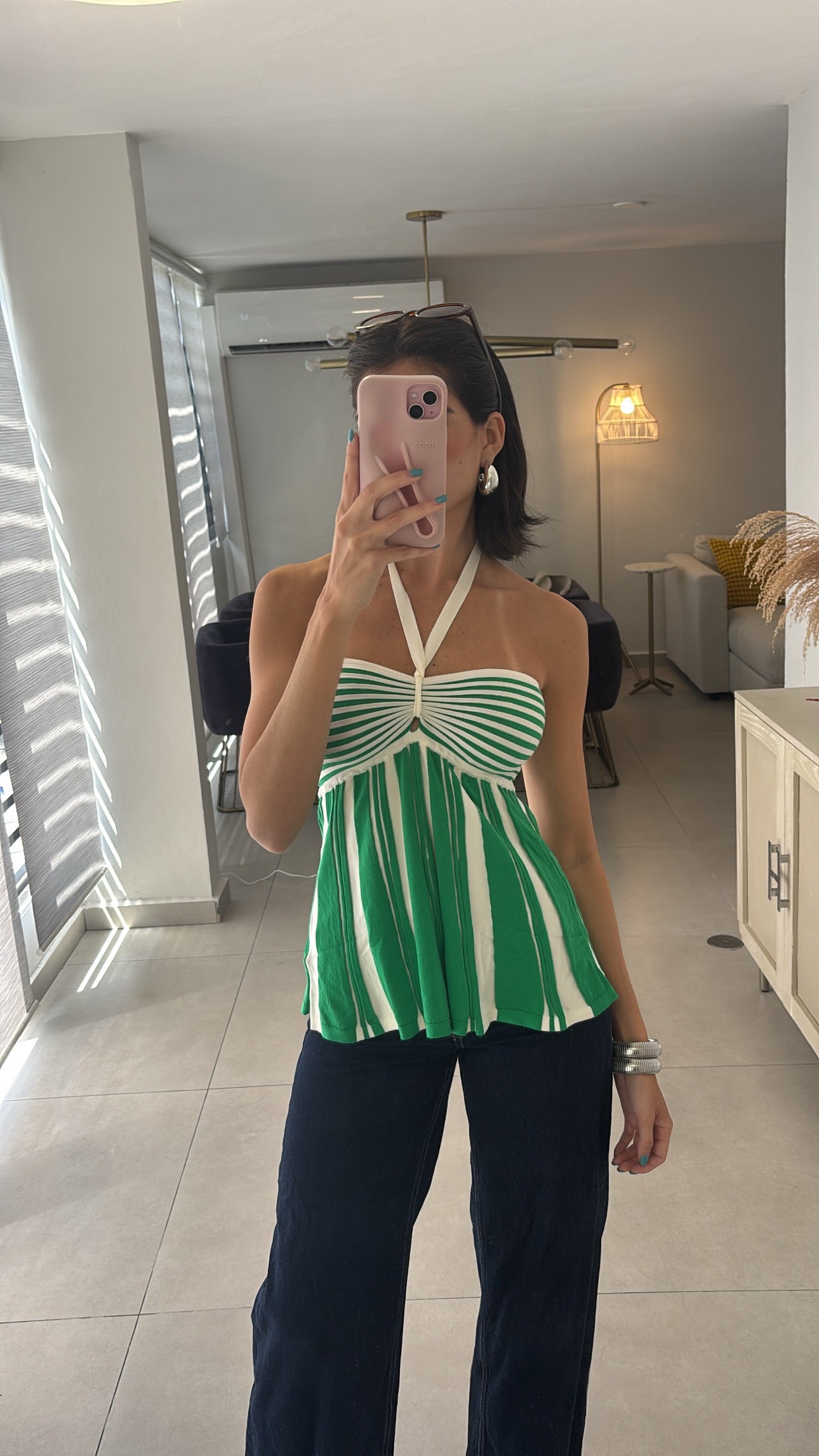 Green Knit Halter Top