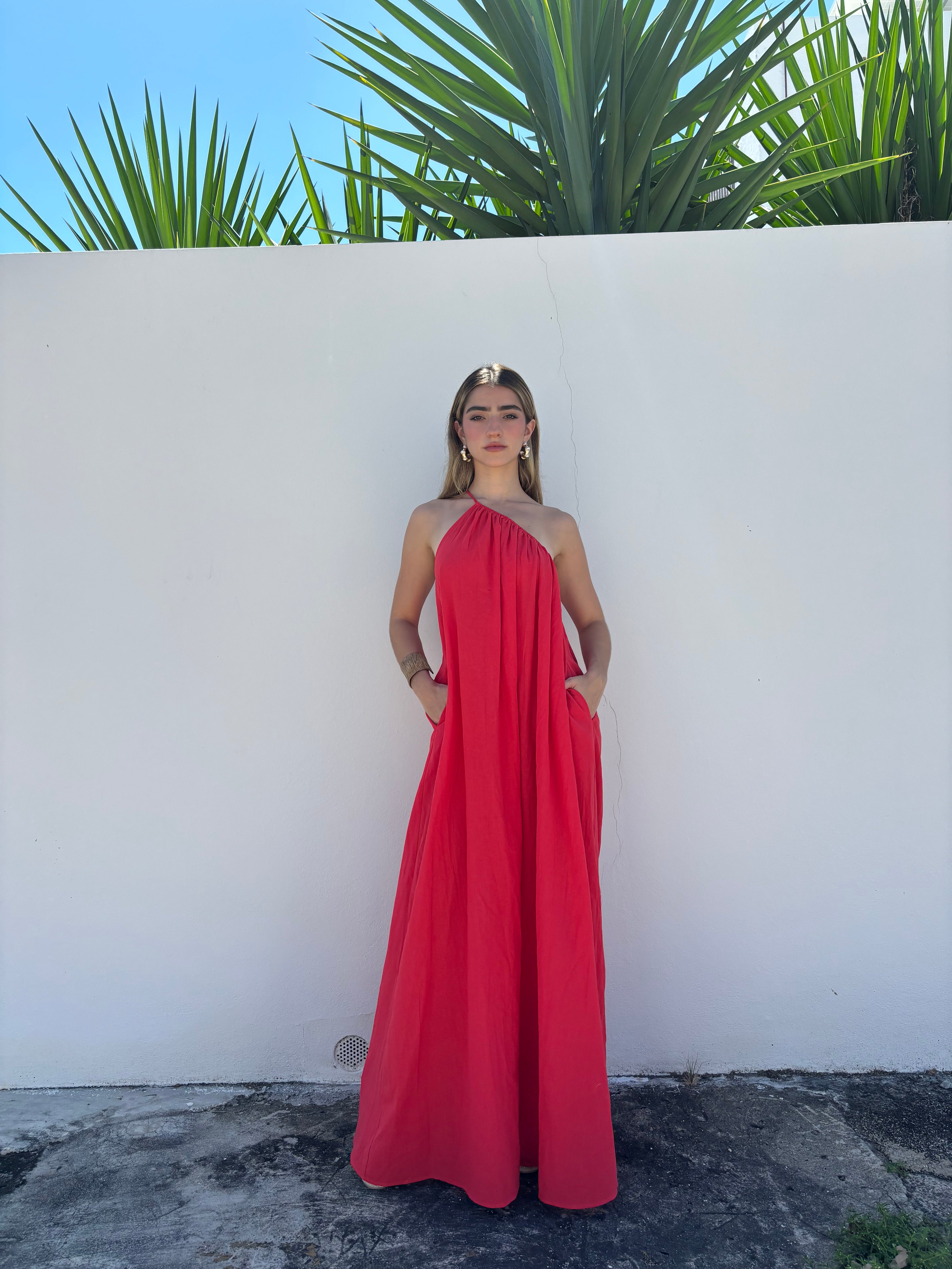 One shoulder maxi dress