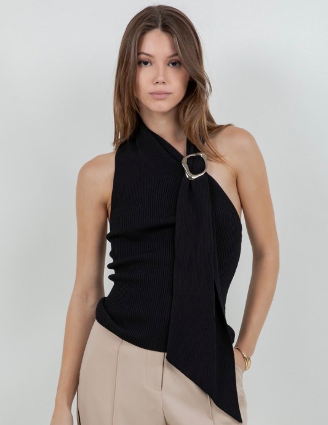 Knitted One Shoulder Scarf Top