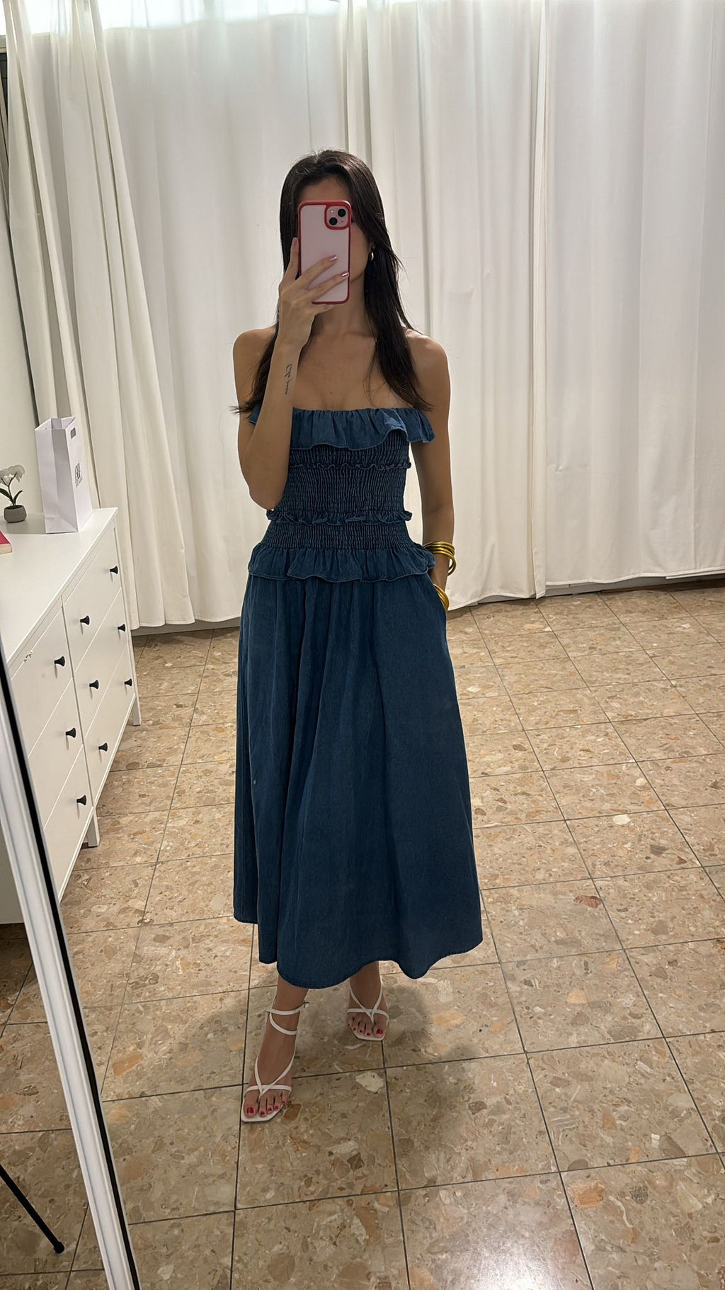 Denim midi dress