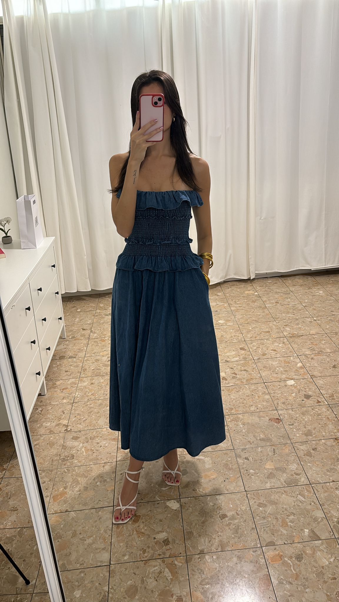 Denim midi dress