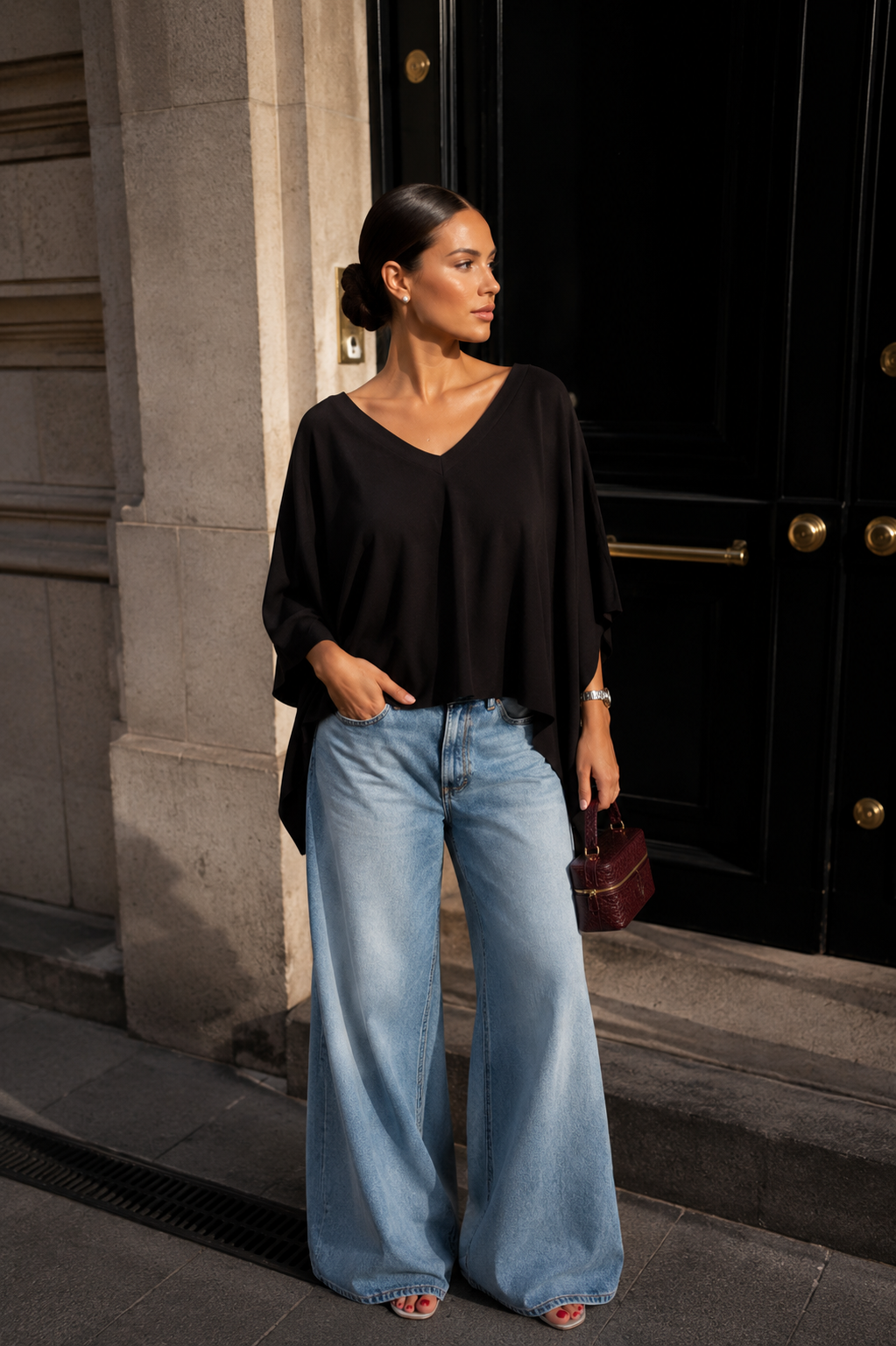 ASYMMETRIC KNIT PONCHO TOP