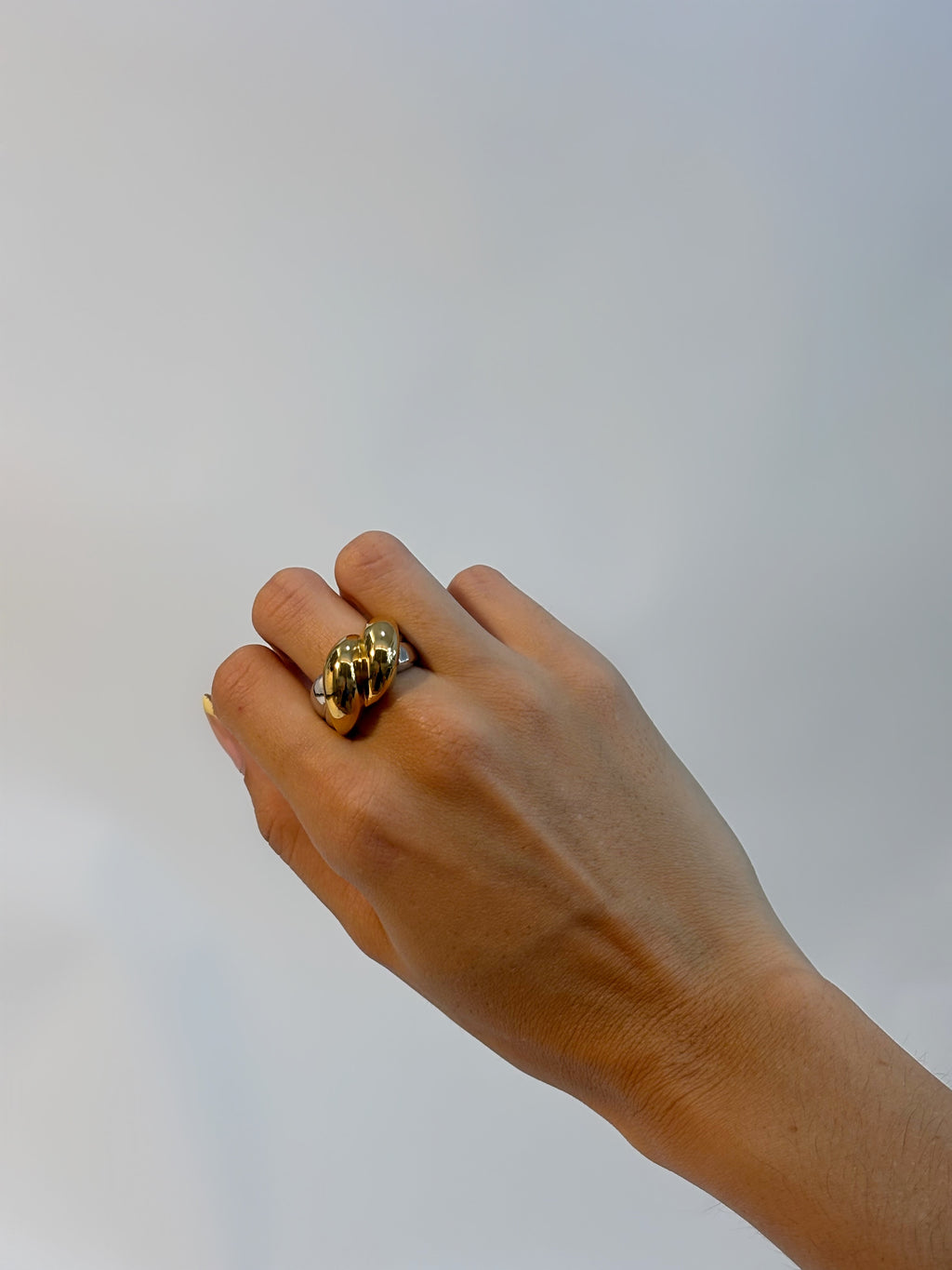 Silver and gold ring