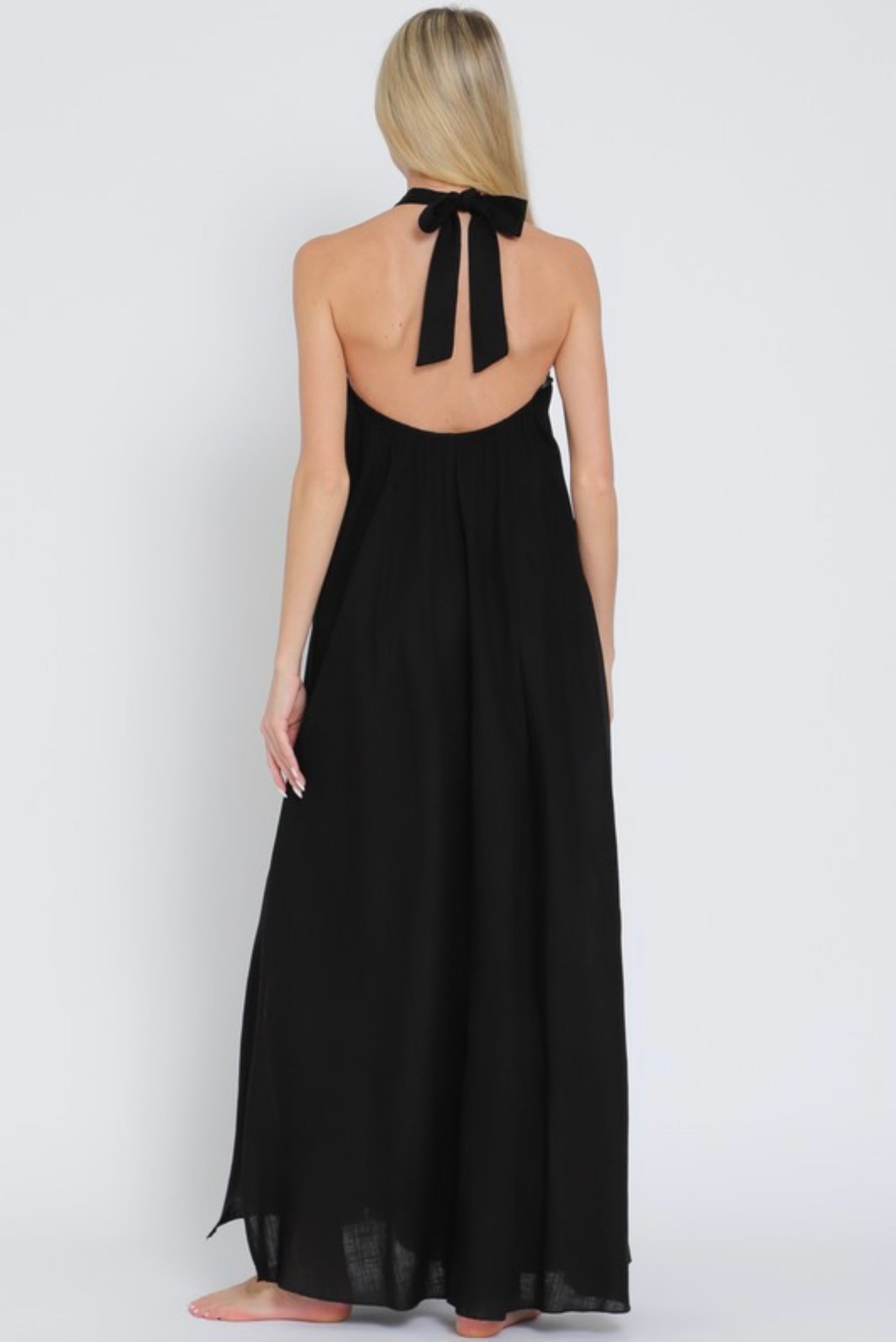 Halter black maxi dress