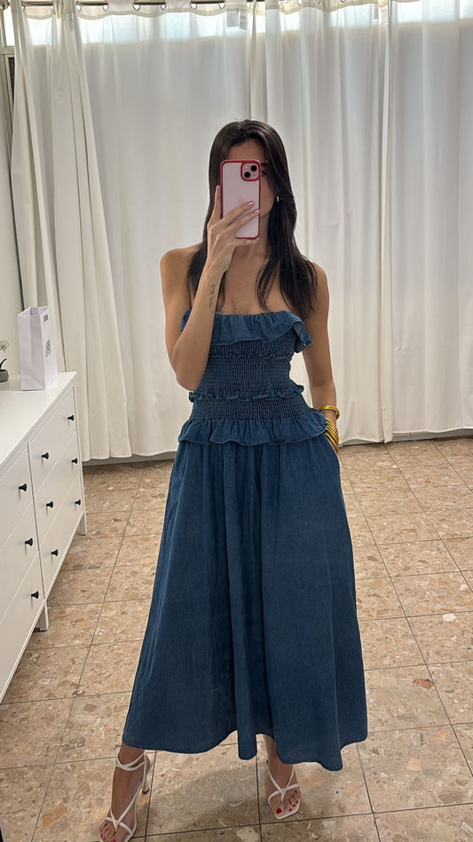 Denim midi dress