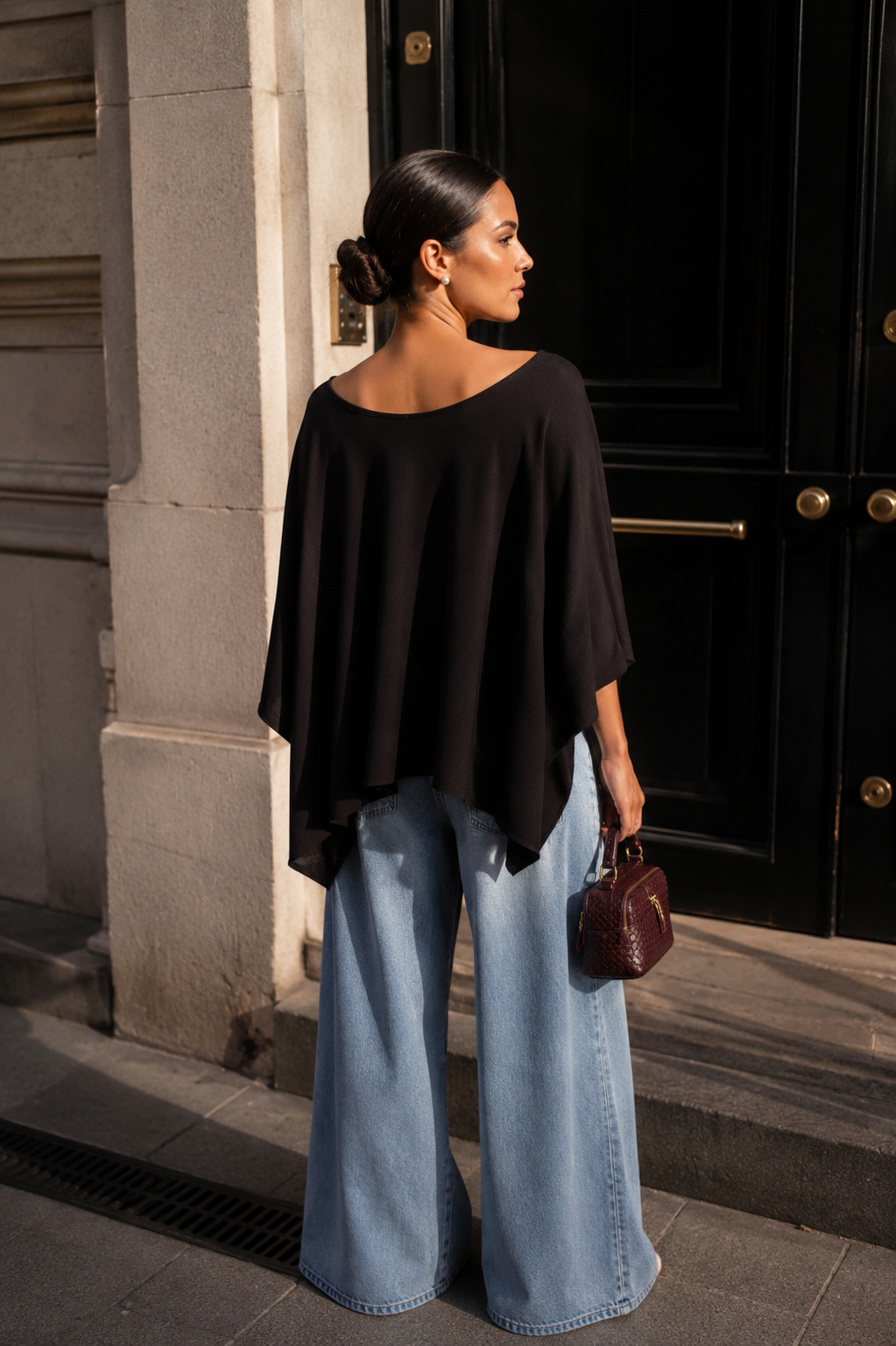 ASYMMETRIC KNIT PONCHO TOP