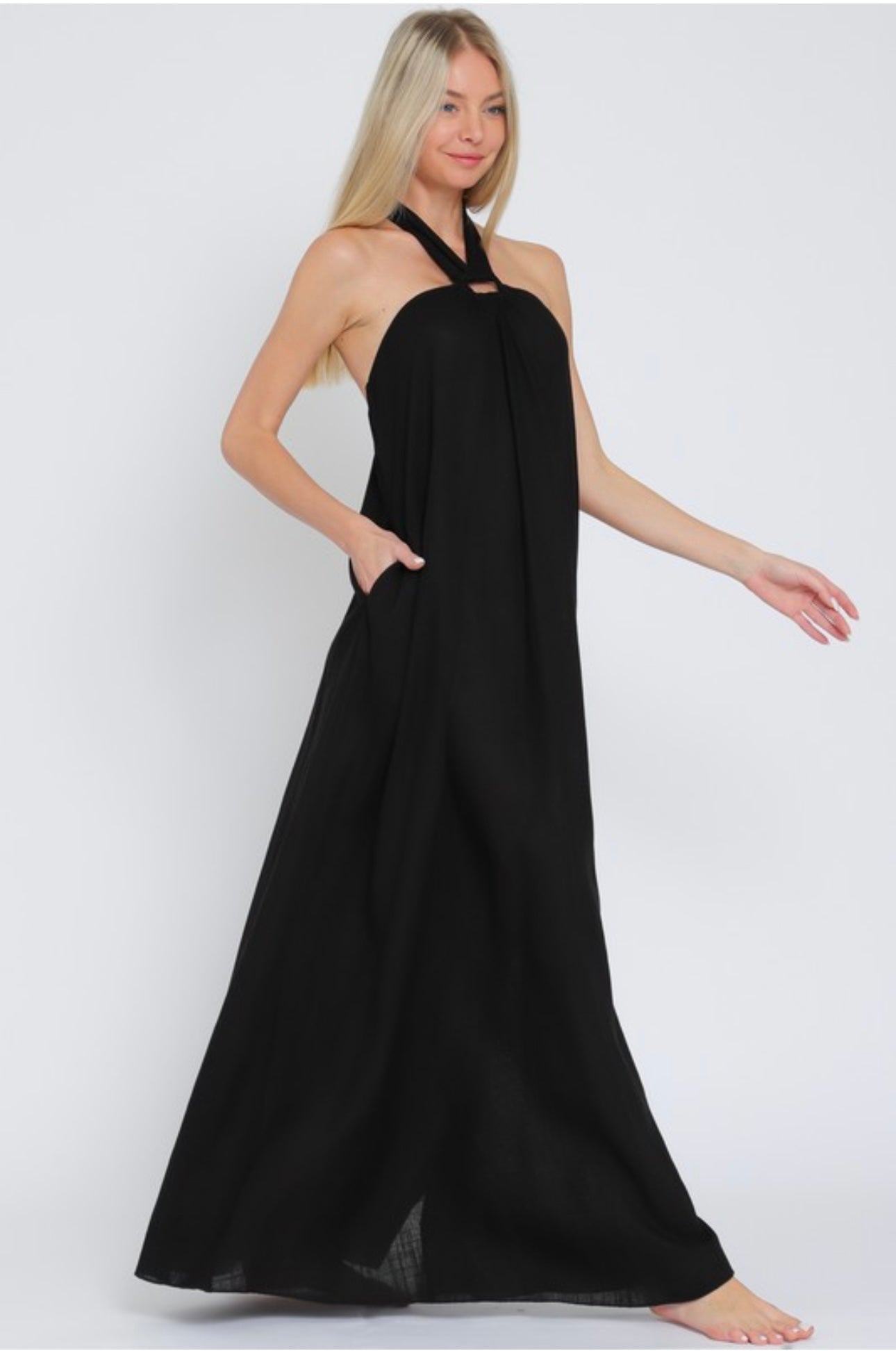 Halter black maxi dress